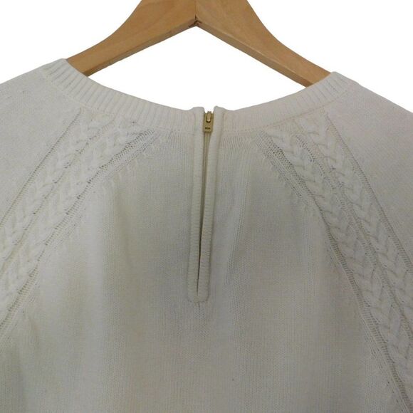 Talbots Womens Pullover Sweater Size Medium 3/4 Sleeve  Ivory Tunic - Picture 5 of 6